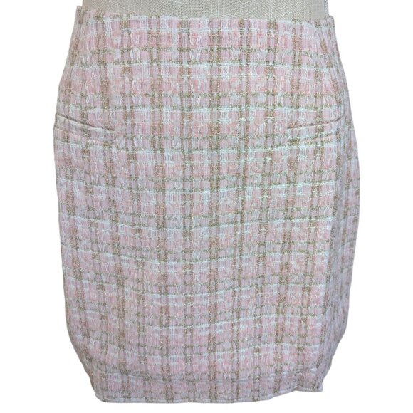 Anthropologie Rumored Coco Pink Tweed Mini Skirt - Picture 3 of 7